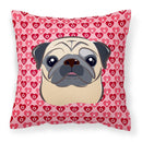 Fawn Pug Decorative Throw Pillow 18x18 Indoor Outdoor Accent Cushion, Fabric Cover with Insert for Sofa, Bed, Porch & Living Room