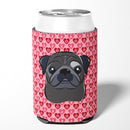 Black Pug Hearts Can or Bottle Hugger BB5333CC