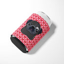 Black Pug Hearts Can or Bottle Hugger BB5333CC