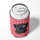 Black Pug Hearts Can or Bottle Hugger BB5333CC