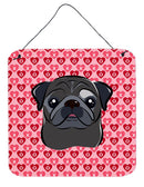 Black Pug Hearts Wall or Door Hanging Prints BB5333DS66