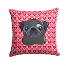 Black Pug Hearts Throw Pillow - 14x14 Decorative Pillow – Art for Your Home & Patio BB5333PW1414
