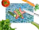Starfish Cutting Board Tempered Glass Kitchen Cutting Surface, Heat Resistant Chopping, Non-Slip Feet, Food Prep & Serving