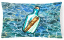 Message in a Bottle Decorative Throw Pillow 12x16 Indoor Outdoor Accent Cushion, Fabric Cover with Insert for Sofa, Bed, Porch & Living Room