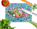 Crab Cutting Board Tempered Glass Kitchen Cutting Surface, Heat Resistant Chopping, Non-Slip Feet, Food Prep & Serving