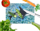 Killer Whale Orca Cutting Board Tempered Glass Kitchen Cutting Surface, Heat Resistant Chopping, Non-Slip Feet, Food Prep & Serving