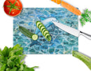Dolphin Cutting Board Tempered Glass Kitchen Cutting Surface, Heat Resistant Chopping, Non-Slip Feet, Food Prep & Serving