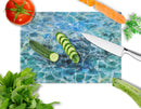 Hermit Crab Under water Cutting Board Tempered Glass Kitchen Cutting Surface, Heat Resistant Chopping, Non-Slip Feet, Food Prep & Serving