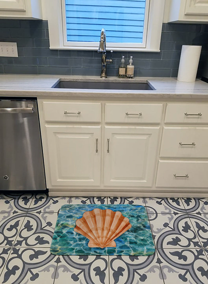 Scallop Shell and Water Machine Washable Memory Foam Mat BB5367RUG