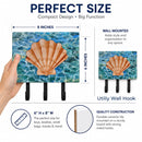 Scallop Shell and Water Leash or Key Holder Wall Hooks, Coat Rack Wall Mount, for Hanging Keys, Towels, Aprons, Leashes