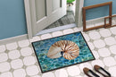Sea Shell and Water Doormat Indoor Outdoor 18H X 27W Front Door Mat Rugs for Entryway, Non Slip Washable