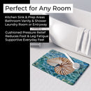 Sea Shell and Water Memory Foam Kitchen Mat Machine Washable Anti-Fatigue Cushion Comfort Bath or Kitchen Rug