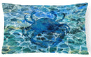 Blue Crab Under Water Canvas Fabric Decorative Pillow BB5369PW1216