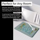 Let's Dance Linen Teal Memory Foam Kitchen Mat Machine Washable Anti-Fatigue Cushion Comfort Bath or Kitchen Rug