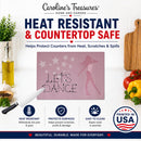 Let's Dance Linen Pink Cutting Board Tempered Glass Kitchen Cutting Surface, Heat Resistant Chopping, Non-Slip Feet, Food Prep & Serving