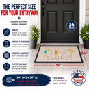 Let's Dance Linen Light Doormat Indoor Outdoor 24H X 36W Front Door Mat Rugs for Entryway, Non Slip Washable Low Pile,