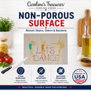 Let's Dance Linen Light Cutting Board Tempered Glass Kitchen Cutting Surface, Heat Resistant Chopping, Non-Slip Feet, Food Prep & Serving