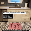 Dancers Linen Pink Polkadots Memory Foam Kitchen Mat Machine Washable Anti-Fatigue Cushion Comfort Bath or Kitchen Rug
