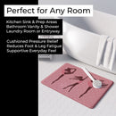 Dancers Linen Pink Polkadots Memory Foam Kitchen Mat Machine Washable Anti-Fatigue Cushion Comfort Bath or Kitchen Rug