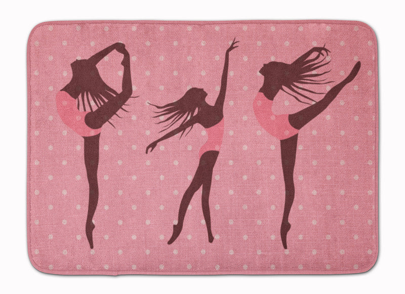 Dancers Linen Pink Polkadots Machine Washable Memory Foam Mat BB5378RUG