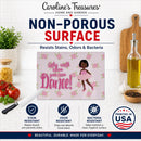 Ballet African American Short Hair Cutting Board Tempered Glass Kitchen Cutting Surface, Heat Resistant Chopping, Non-Slip Feet, Food Prep & Serving