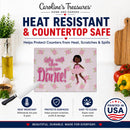 Ballet African American Short Hair Cutting Board Tempered Glass Kitchen Cutting Surface, Heat Resistant Chopping, Non-Slip Feet, Food Prep & Serving