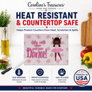 Ballet Long Hair African American Cutting Board Tempered Glass Kitchen Cutting Surface, Heat Resistant Chopping, Non-Slip Feet, Food Prep & Serving
