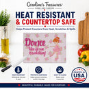 Ballet Dance Red Hair Cutting Board Tempered Glass Kitchen Cutting Surface, Heat Resistant Chopping, Non-Slip Feet, Food Prep & Serving