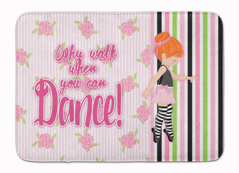 Ballet Dance Stripes Red Hair Machine Washable Memory Foam Mat BB5399RUG