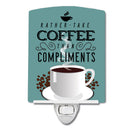 Rather have Coffee Sign Ceramic Night Light Compact, UL-Certified, Ideal for Bedroom, Bathroom, Nursery, Hallway, Kitchen, 6x4x3, Multicolor