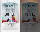 Start the Day Coffee Sign Ceramic Night Light Compact, UL-Certified, Ideal for Bedroom, Bathroom, Nursery, Hallway, Kitchen, 6x4x3, Multicolor