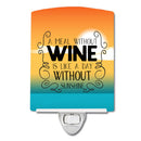A Meal without Wine Sign Ceramic Night Light Compact, UL-Certified, Ideal for Bedroom, Bathroom, Nursery, Hallway, Kitchen, 6x4x3, Multicolor