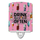Coctails Drink Often Sign Ceramic Night Light Compact, UL-Certified, Ideal for Bedroom, Bathroom, Nursery, Hallway, Kitchen, 6x4x3, Multicolor