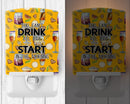 Start Drinking in the Morning Ceramic Night Light Compact, UL-Certified, Ideal for Bedroom, Bathroom, Nursery, Hallway, Kitchen, 6x4x3, Multicolor