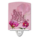 The Best Mom in the World Ceramic Night Light Compact, UL-Certified, Ideal for Bedroom, Bathroom, Nursery, Hallway, Kitchen, 6x4x3, Multicolor