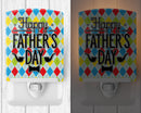 Happy Father's Day Argyle Ceramic Night Light Compact, UL-Certified, Ideal for Bedroom, Bathroom, Nursery, Hallway, Kitchen, 6x4x3, Multicolor