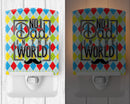 No 1 Dad in the World Argyle Ceramic Night Light Compact, UL-Certified, Ideal for Bedroom, Bathroom, Nursery, Hallway, Kitchen, 6x4x3, Multicolor