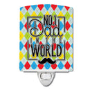 No 1 Dad in the World Argyle Ceramic Night Light Compact, UL-Certified, Ideal for Bedroom, Bathroom, Nursery, Hallway, Kitchen, 6x4x3, Multicolor
