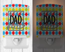 Best Dad Ever Argyle Ceramic Night Light Compact, UL-Certified, Ideal for Bedroom, Bathroom, Nursery, Hallway, Kitchen, 6x4x3, Multicolor