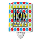 Best Dad Ever Argyle Ceramic Night Light Compact, UL-Certified, Ideal for Bedroom, Bathroom, Nursery, Hallway, Kitchen, 6x4x3, Multicolor