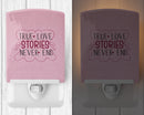 True Love Stories Never End Ceramic Night Light Compact, UL-Certified, Ideal for Bedroom, Bathroom, Nursery, Hallway, Kitchen, 6x4x3, Multicolor