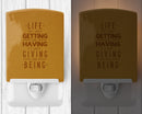 Life is Giving and Being Ceramic Night Light Compact, UL-Certified, Ideal for Bedroom, Bathroom, Nursery, Hallway, Kitchen, 6x4x3, Multicolor