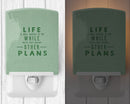 Life is What Happens Ceramic Night Light Compact, UL-Certified, Ideal for Bedroom, Bathroom, Nursery, Hallway, Kitchen, 6x4x3, Multicolor
