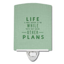Life is What Happens Ceramic Night Light Compact, UL-Certified, Ideal for Bedroom, Bathroom, Nursery, Hallway, Kitchen, 6x4x3, Multicolor