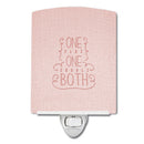One Plus One Equals Both Ceramic Night Light Compact, UL-Certified, Ideal for Bedroom, Bathroom, Nursery, Hallway, Kitchen, 6x4x3, Multicolor