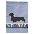 Dachshund Welcome House Flag 28x40 Porch Sleeve Pole Decorative Outside Yard Banner Artwork Wall Hanging, Polyester