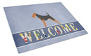 Welsh Terrier Welcome Cutting Board Tempered Glass Kitchen Cutting Surface, Heat Resistant Chopping, Non-Slip Feet, Food Prep & Serving