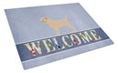 Border Terrier Welcome Cutting Board Tempered Glass Kitchen Cutting Surface, Heat Resistant Chopping, Non-Slip Feet, Food Prep & Serving