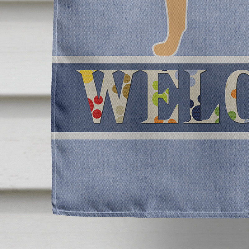 Yellow Labrador Retriever Welcome Flag Canvas House Size BB5501CHF