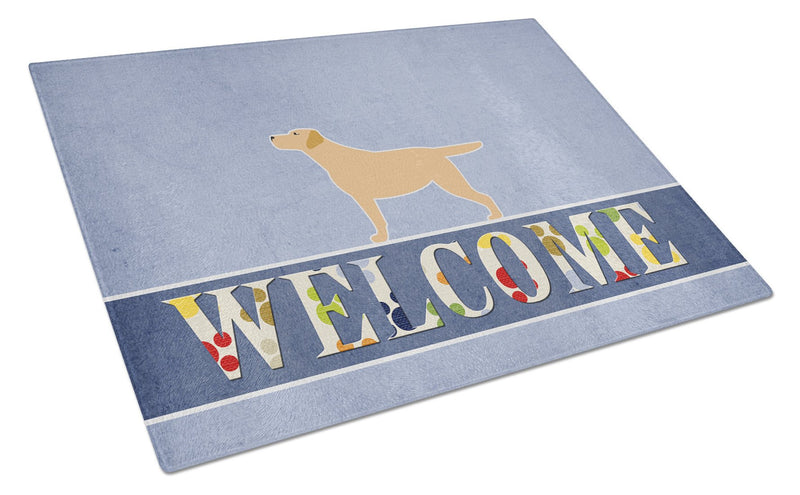 Yellow Labrador Retriever Welcome Glass Cutting Board Large BB5501LCB